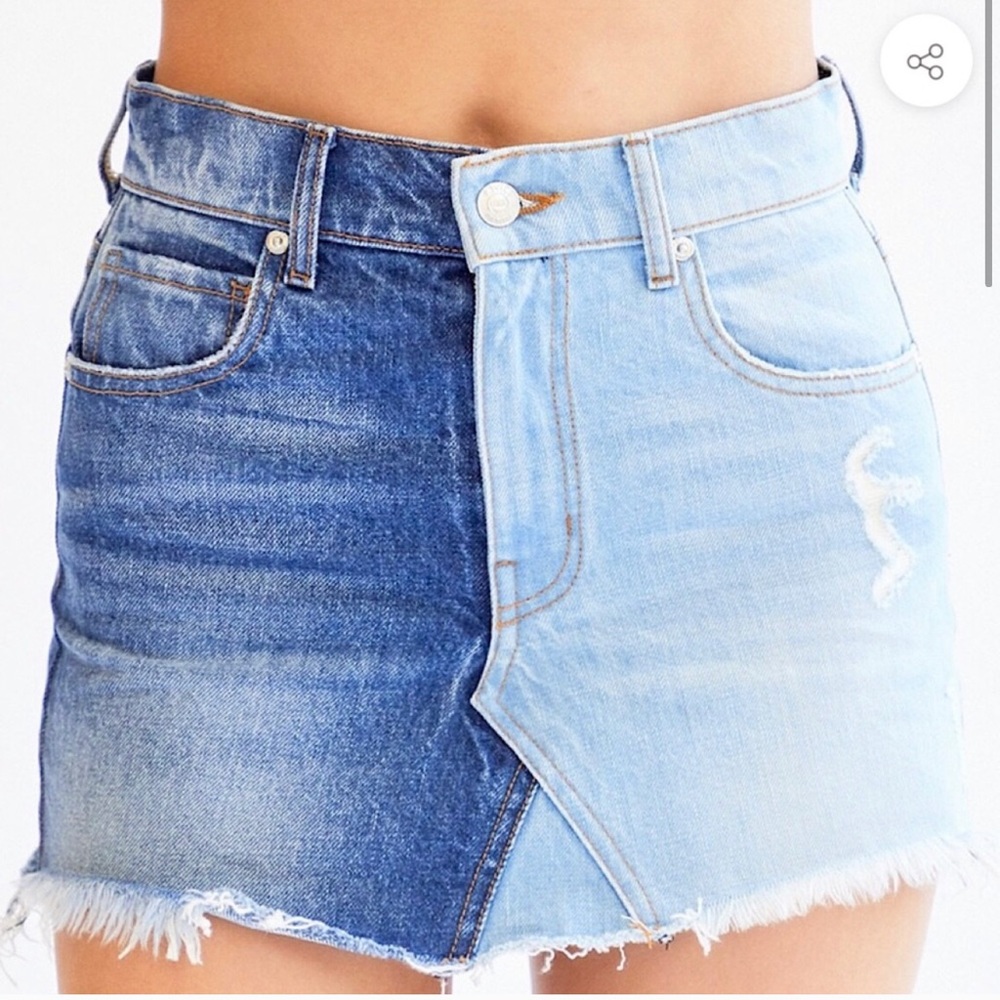 NWT Revice denim mini skirt two toned